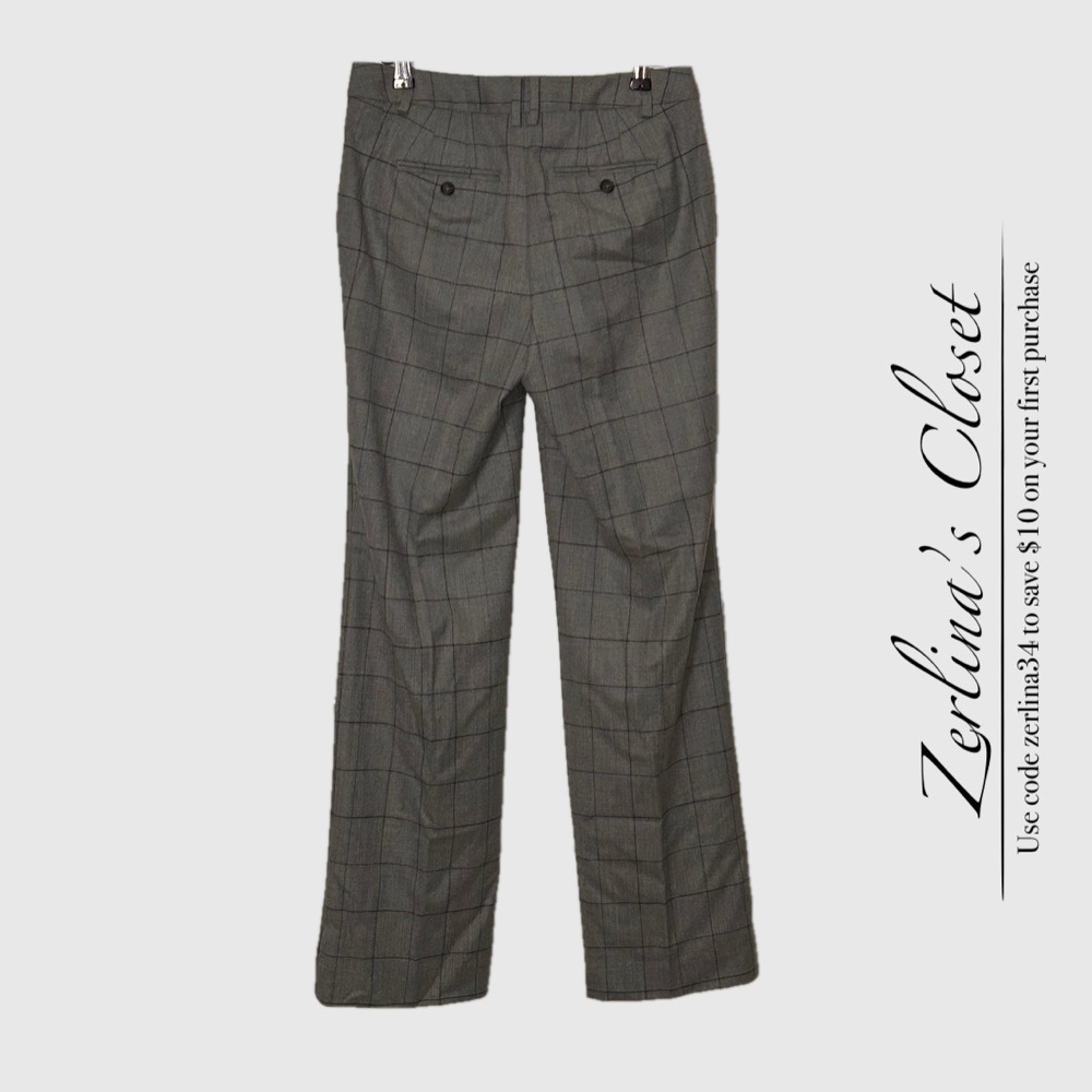 Talbots Italian Flannel Wool Wide Leg Plaid Trousers 2 - Picture 2 of 10